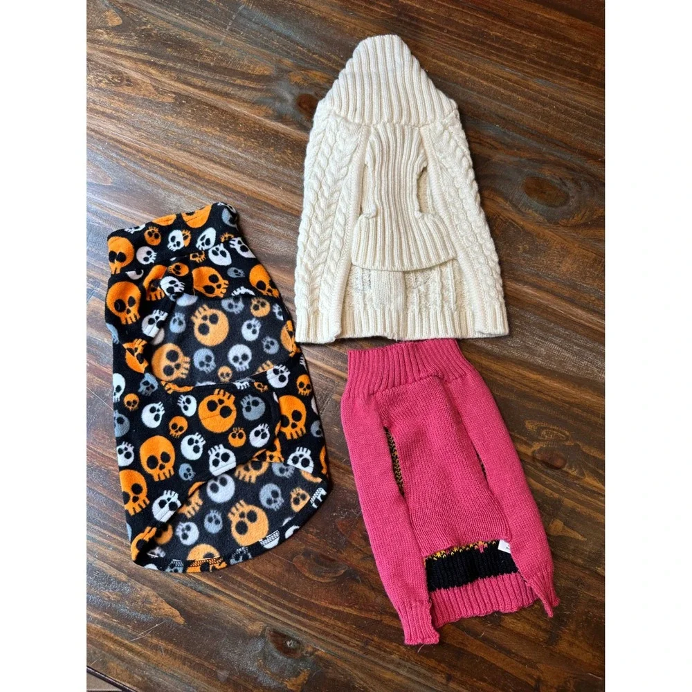 Simply Wag Halloween Dog Sweater Bundle Skulls Ghoul Gang Toggle Cardigan 3pc